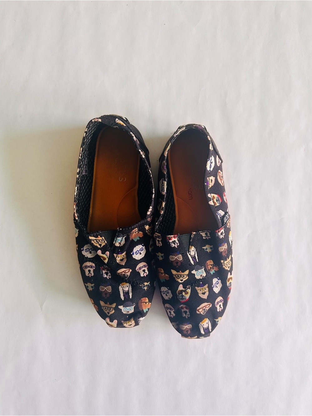 Skechers Black Women's Espadrille Slip-Ons with Multicolor Animal Face Print
